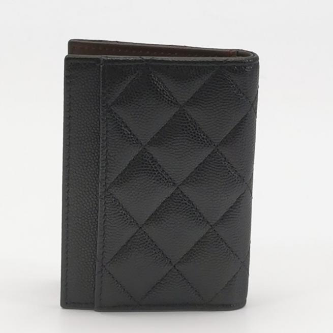 Chanel Quilted Card Holder Wallet Black Caviar