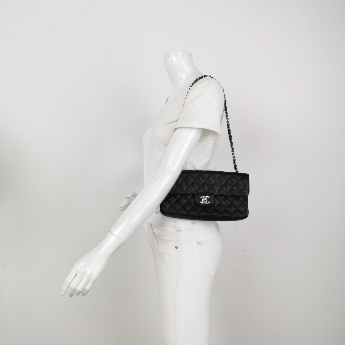 Chanel Flap East West Caviar Black SHW