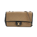 Chanel Graphic Flap Medium Beige Black Calfskin