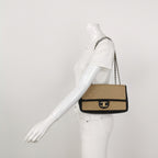 Chanel Graphic Flap Medium Beige Black Calfskin