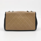Chanel Graphic Flap Medium Beige Black Calfskin