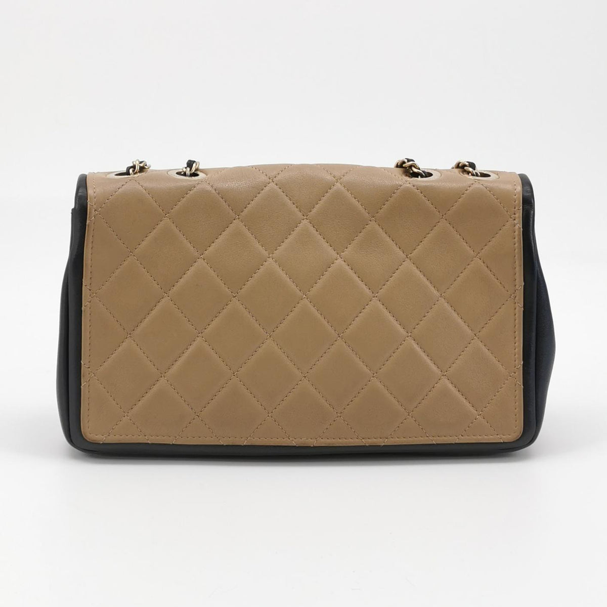 Chanel Graphic Flap Medium Beige Black Calfskin