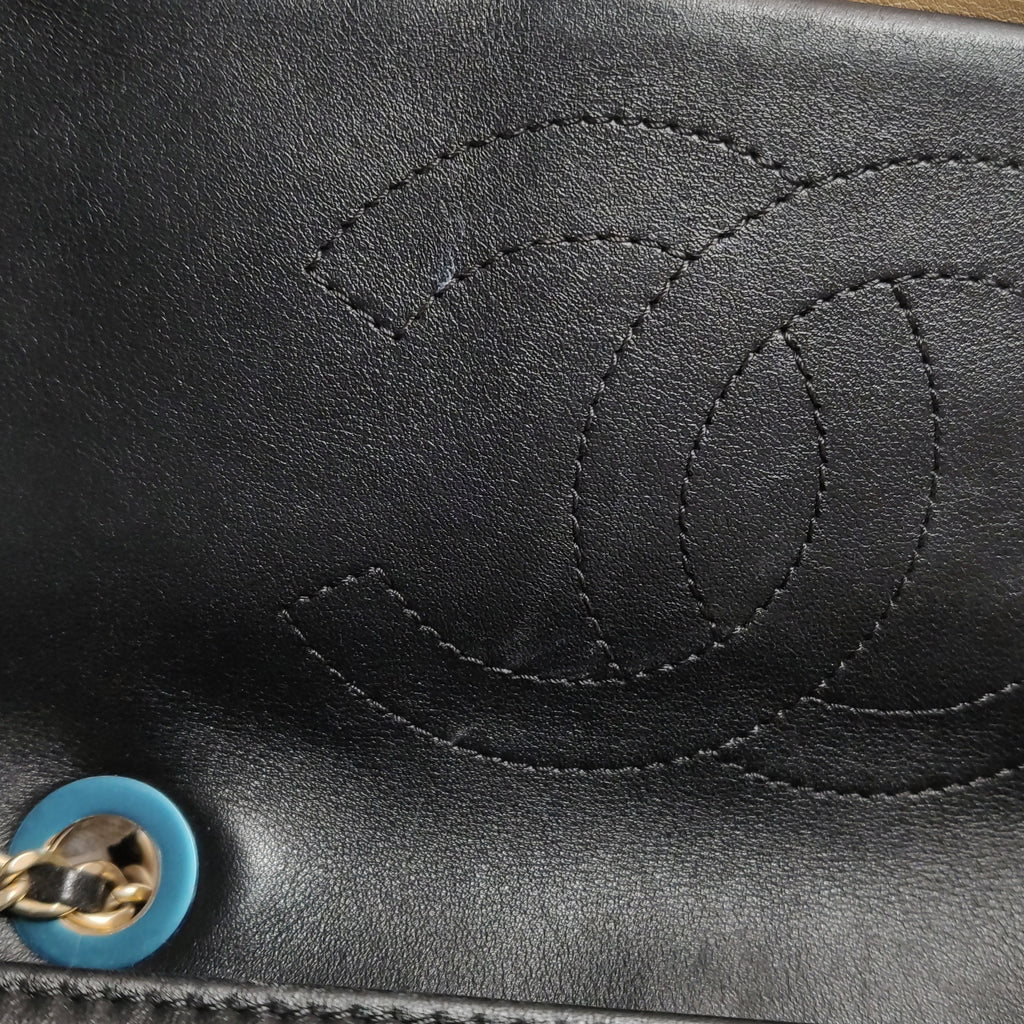 Chanel Graphic Flap Medium Beige Black Calfskin