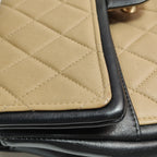 Chanel Graphic Flap Medium Beige Black Calfskin