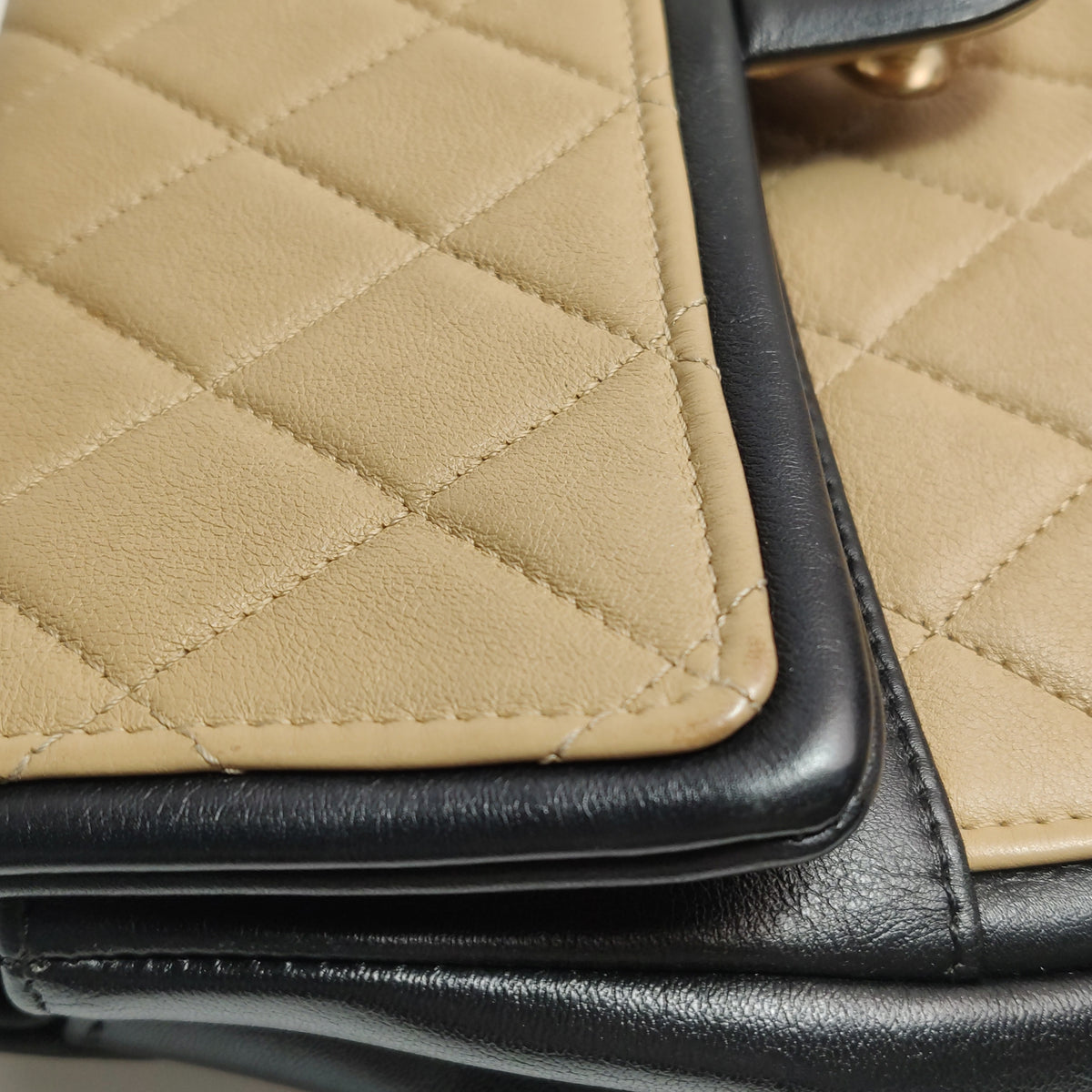 Chanel Graphic Flap Medium Beige Black Calfskin