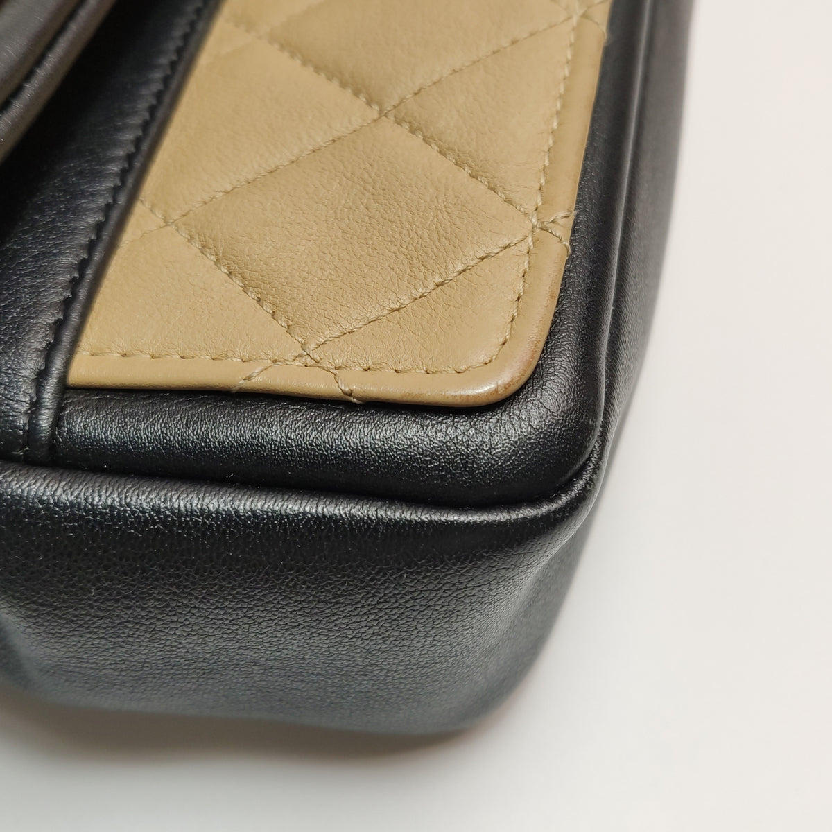 Chanel Graphic Flap Medium Beige Black Calfskin