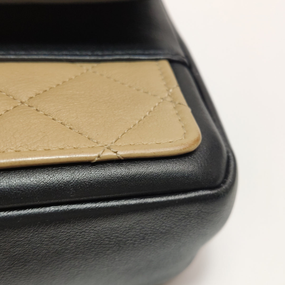 Chanel Graphic Flap Medium Beige Black Calfskin