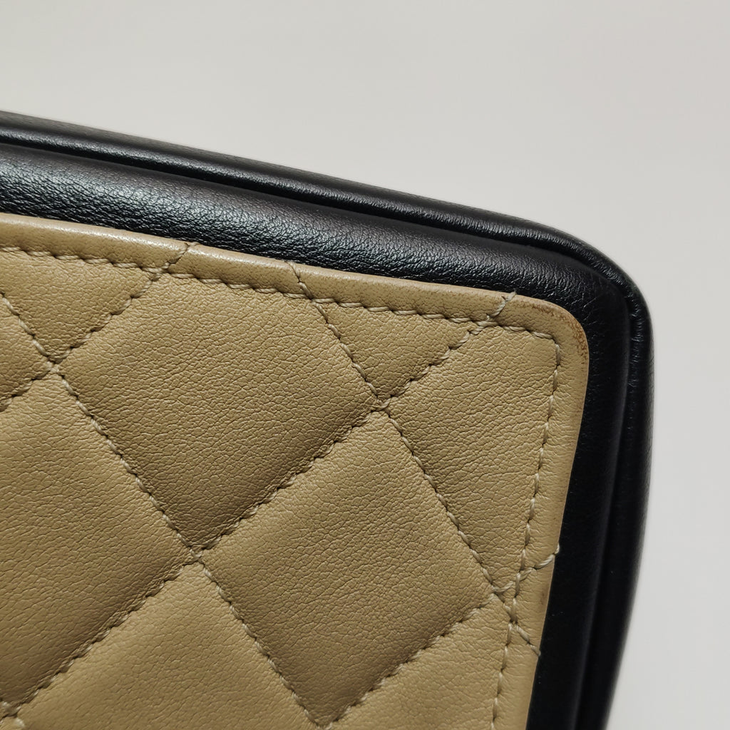 Chanel Graphic Flap Medium Beige Black Calfskin