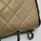 Chanel Graphic Flap Medium Beige Black Calfskin