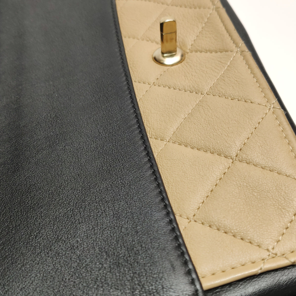 Chanel Graphic Flap Medium Beige Black Calfskin