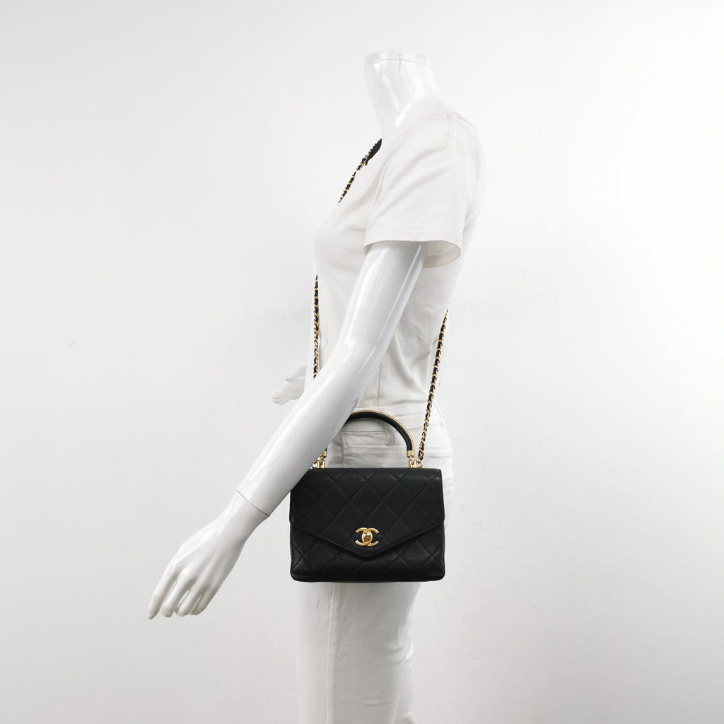 Chanel Quilted Calfskin Top Handle Envelope Flap