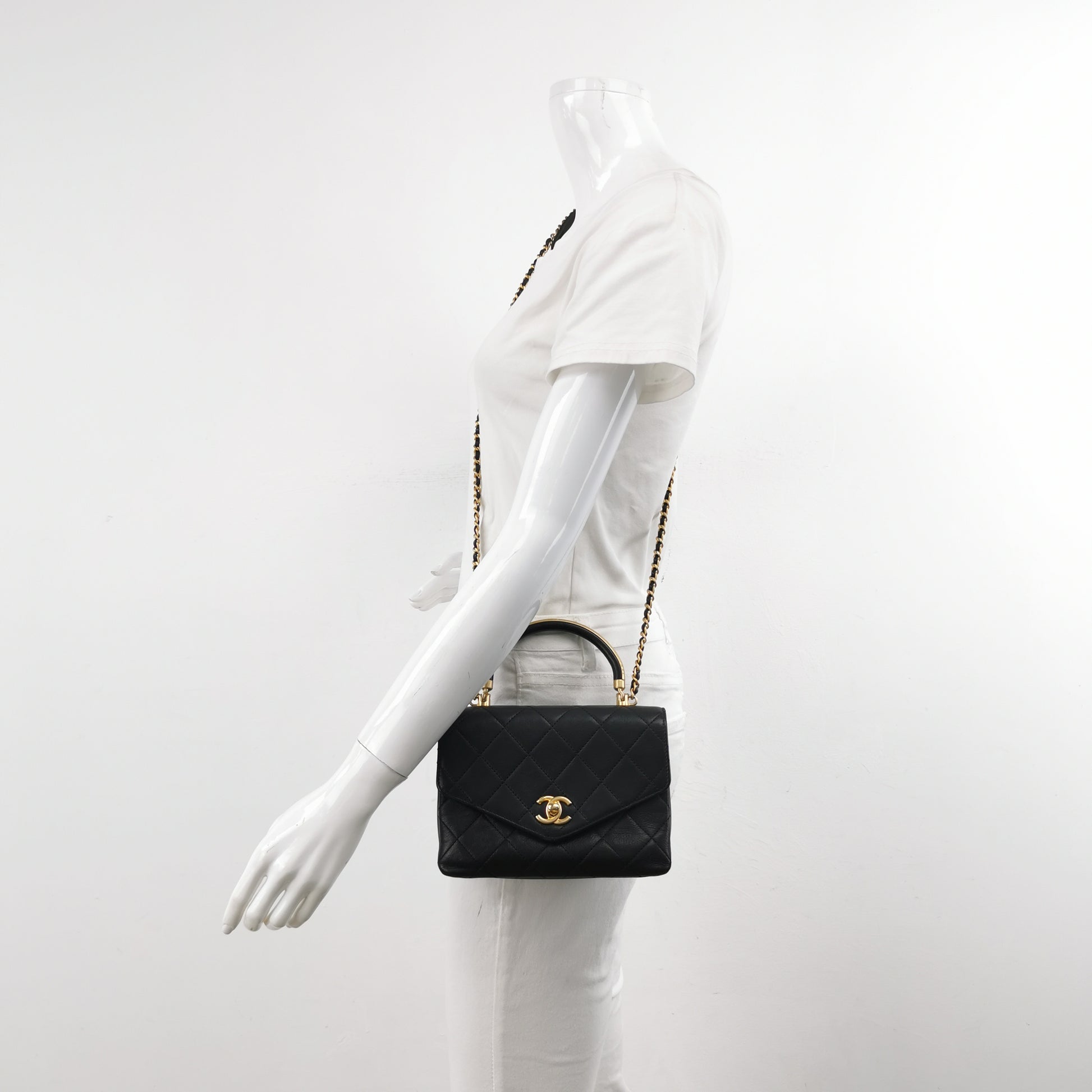 Chanel Quilted Calfskin Top Handle Envelope Flap