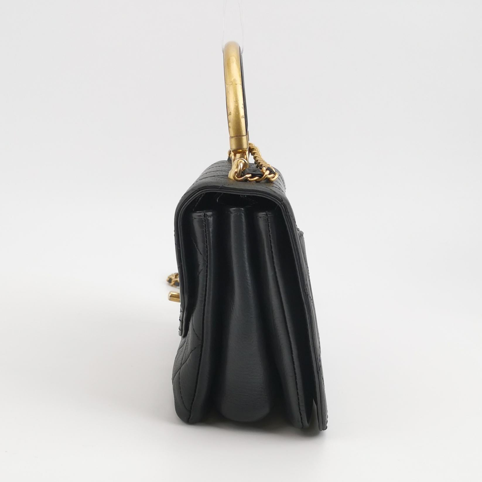 Chanel Quilted Calfskin Top Handle Envelope Flap
