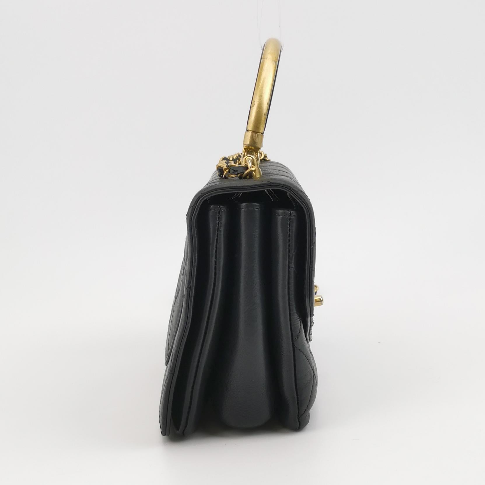 Chanel Quilted Calfskin Top Handle Envelope Flap