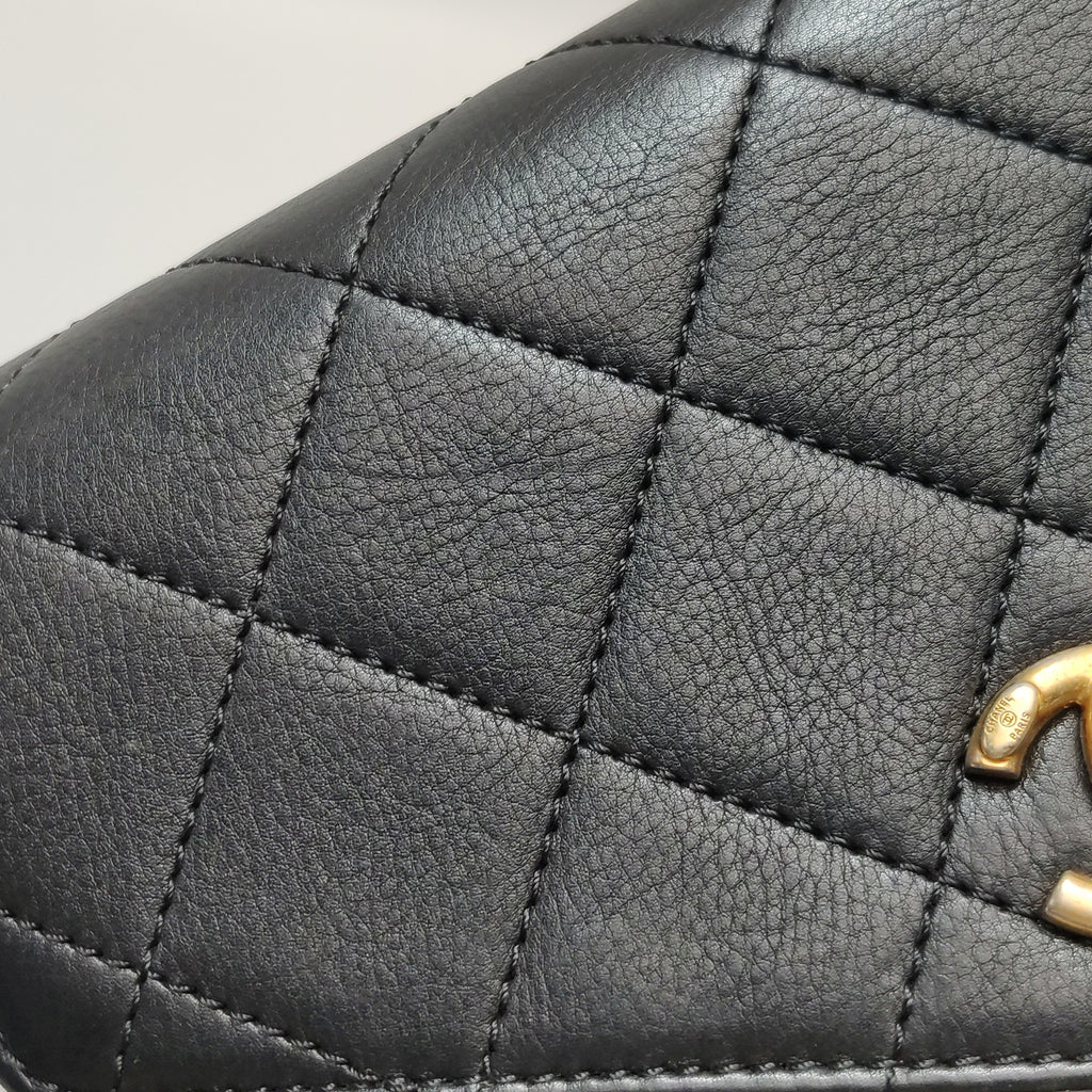 Chanel Quilted Calfskin Top Handle Envelope Flap