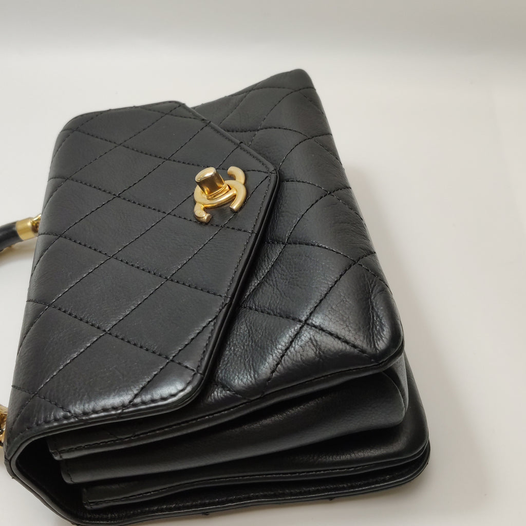 Chanel Quilted Calfskin Top Handle Envelope Flap