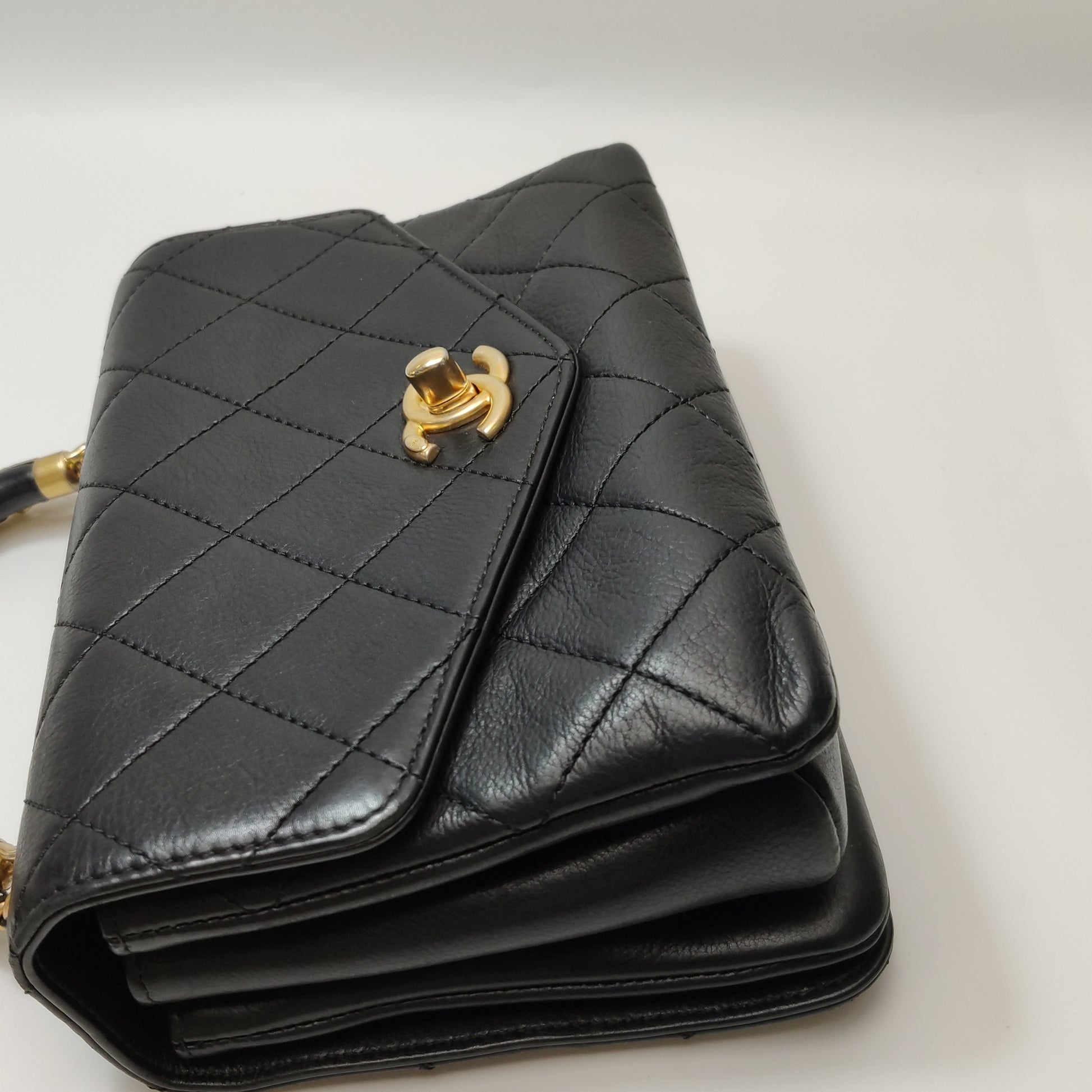 Chanel Quilted Calfskin Top Handle Envelope Flap