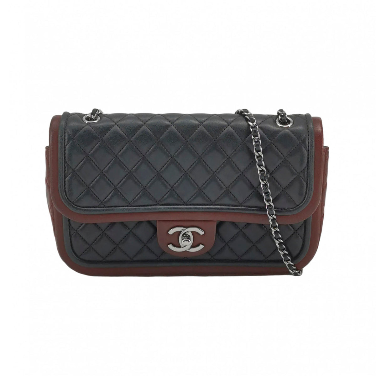 Chanel Quilted Classic Twist Flap Bag Black Bordeaux