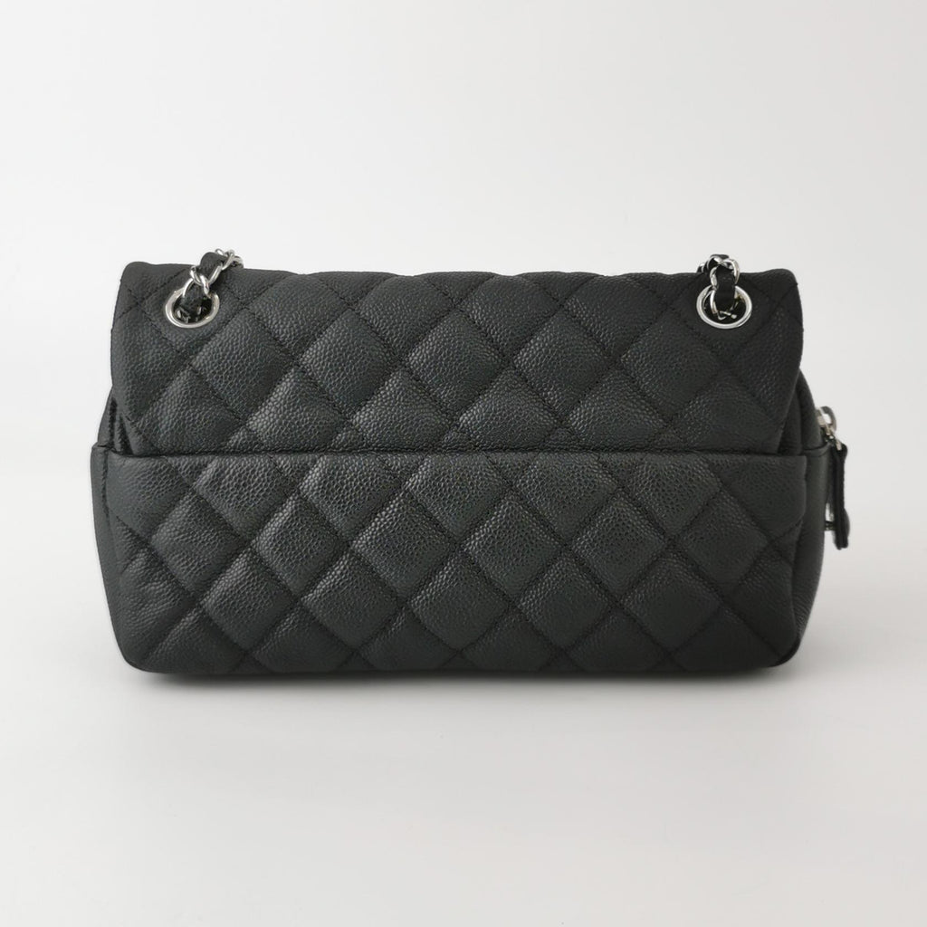 Chanel Single Flap Zipped Shoulder Bag Caviar