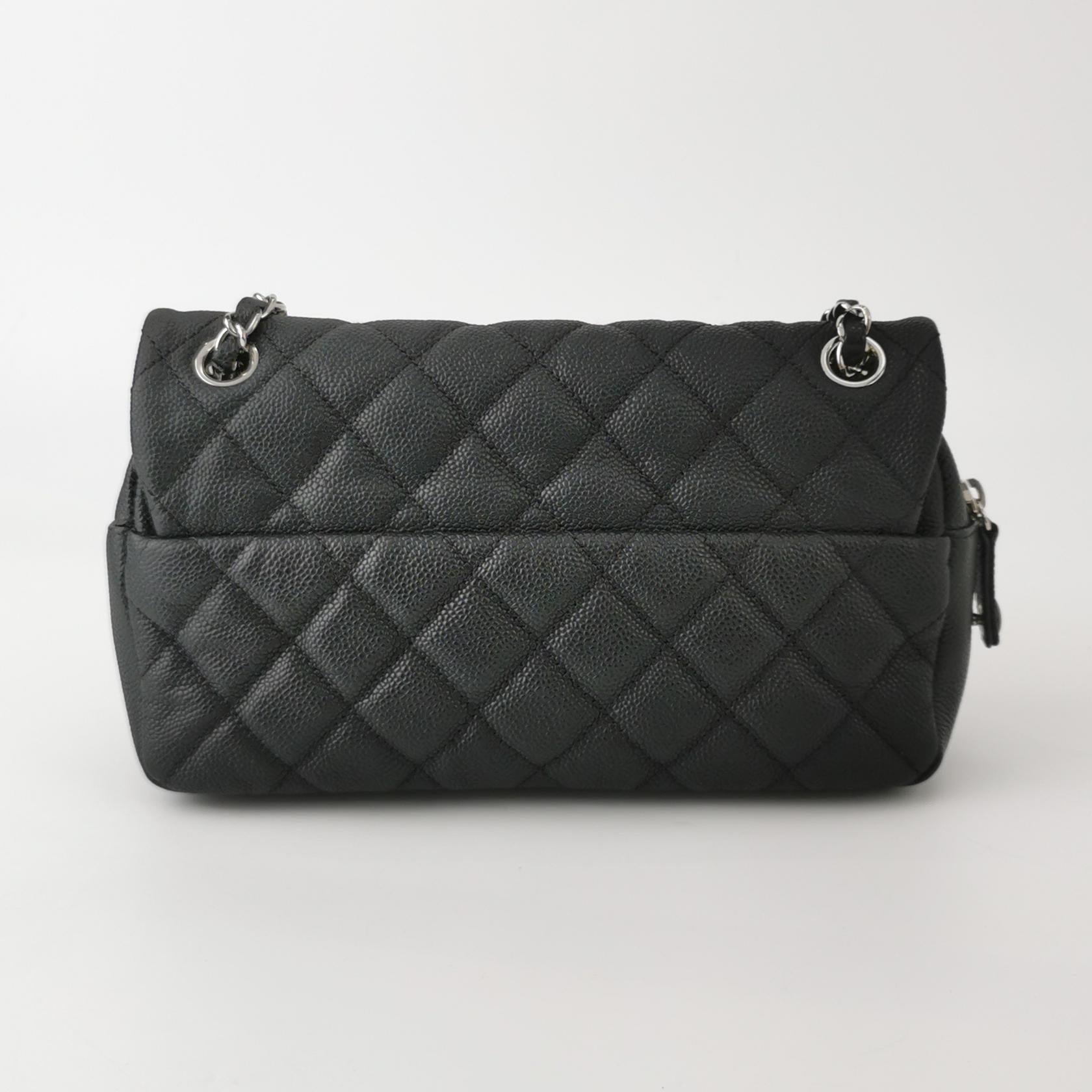 Chanel Single Flap Zipped Shoulder Bag Caviar