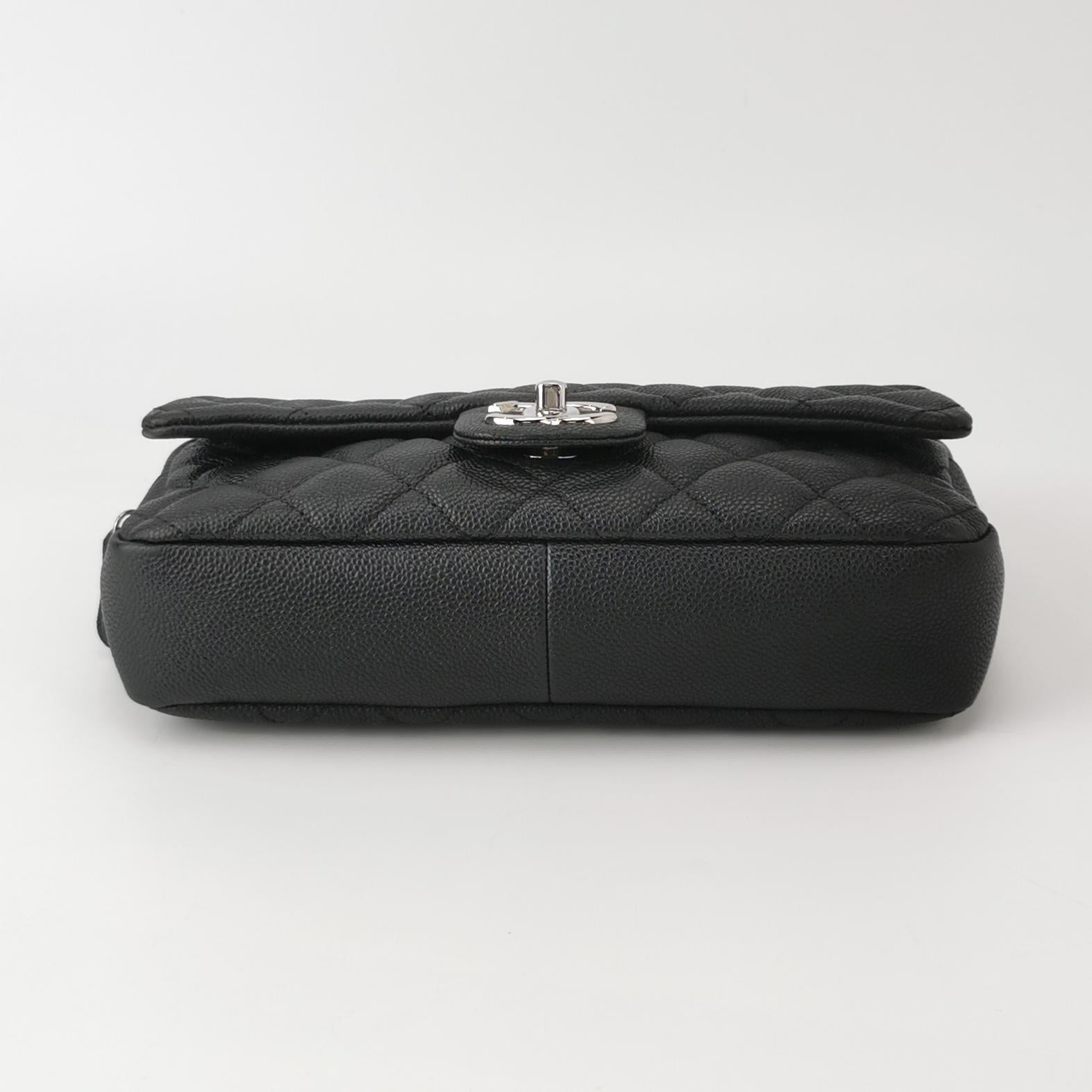 Chanel Single Flap Zipped Shoulder Bag Caviar