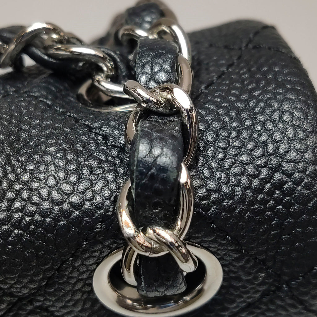 Chanel Single Flap Zipped Shoulder Bag Caviar