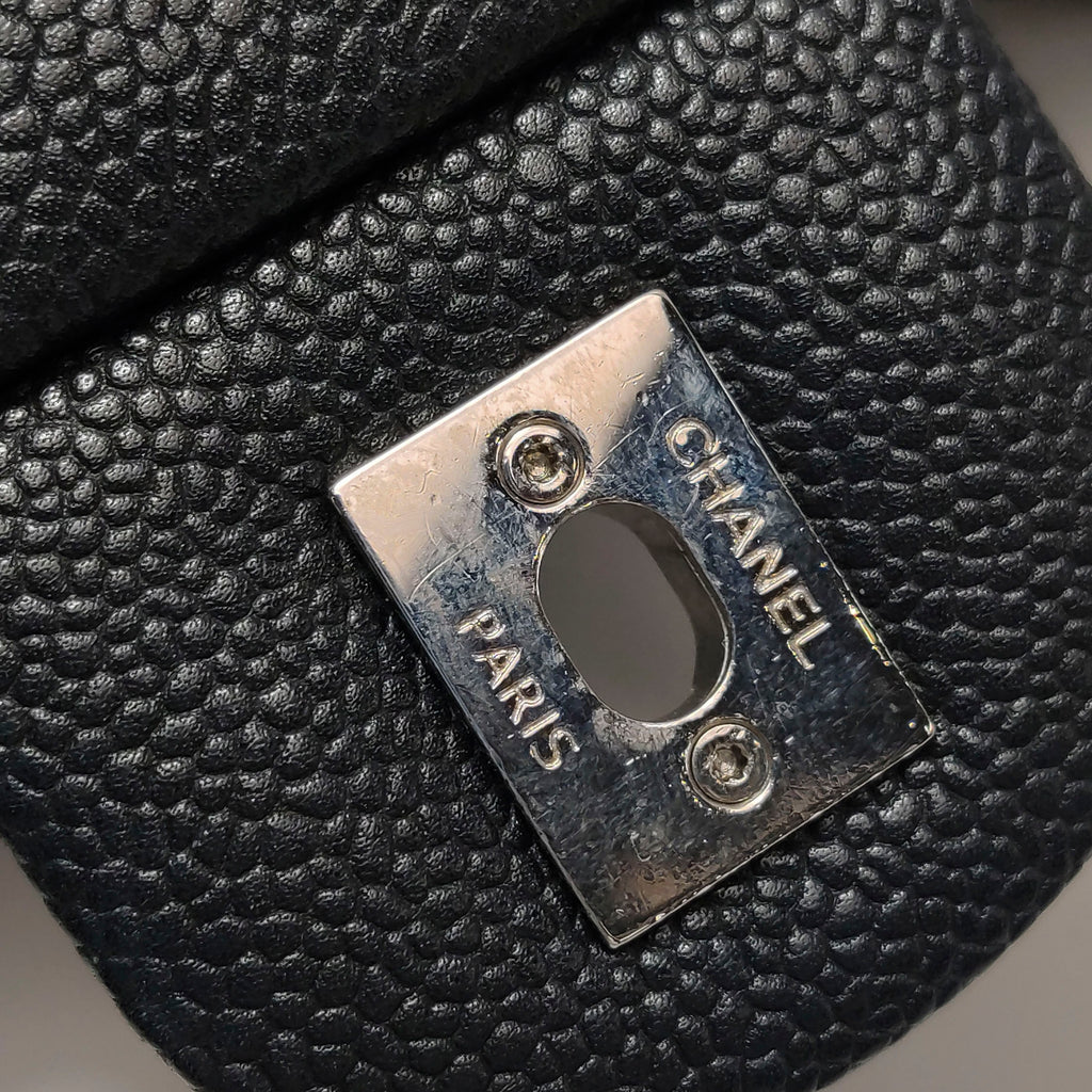 Chanel Single Flap Zipped Shoulder Bag Caviar