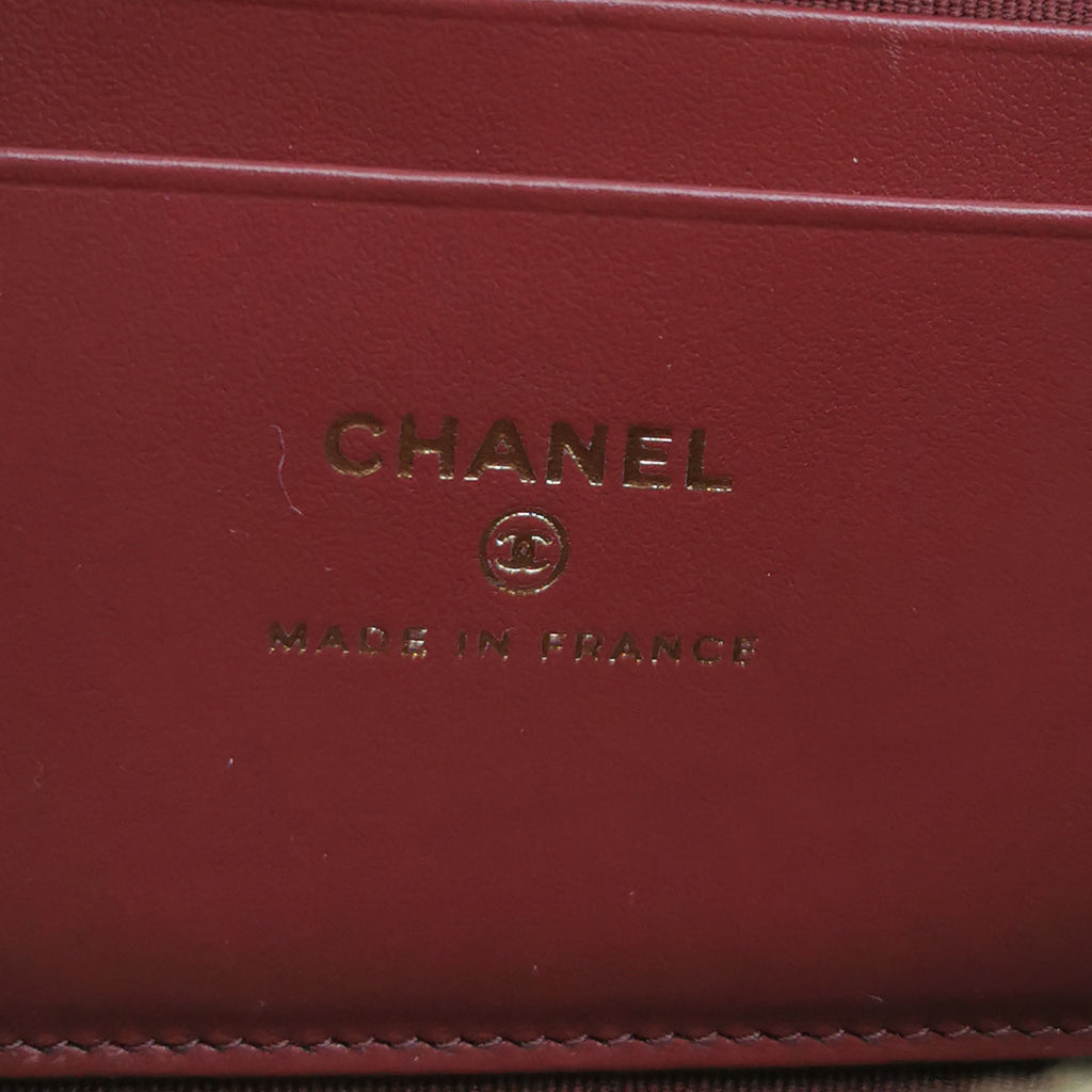 Chanel Vanity Top Handle Chevron Caviar Deep Red