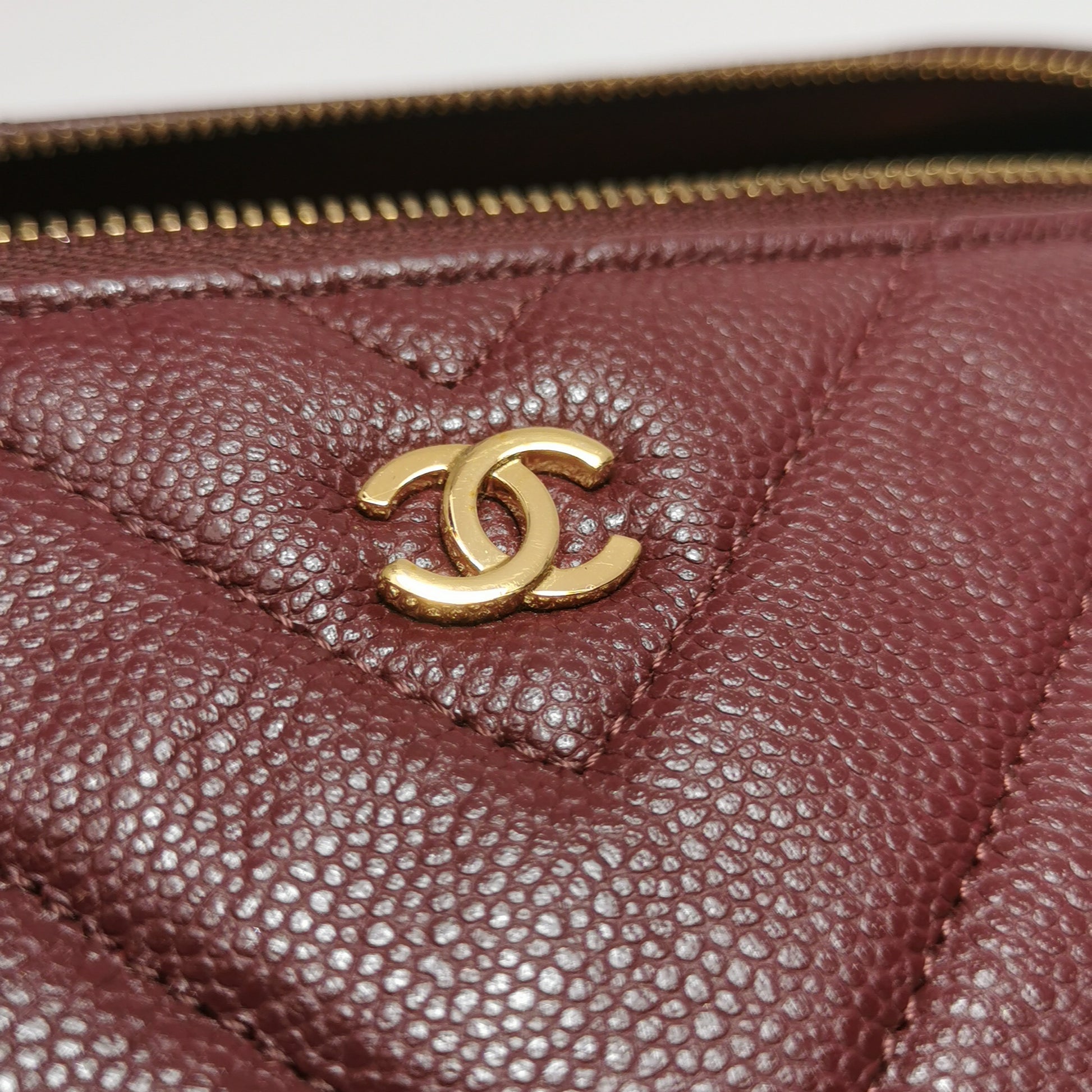 Chanel Vanity Top Handle Chevron Caviar Deep Red