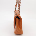 Chanel Chevron Single Flap Shoulder Bag Orange Patent