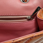 Chanel Chevron Single Flap Shoulder Bag Orange Patent