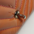 Chanel Chevron Single Flap Shoulder Bag Orange Patent