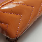 Chanel Chevron Single Flap Shoulder Bag Orange Patent