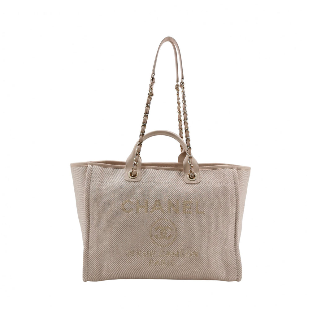 Chanel Deauville Medium Tote Top Handle Pink