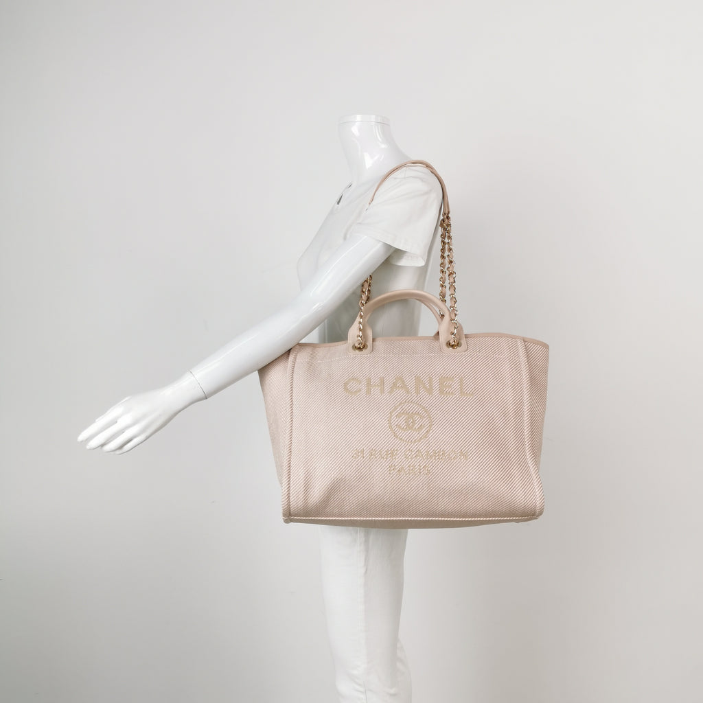 Chanel Deauville Medium Tote Top Handle Pink