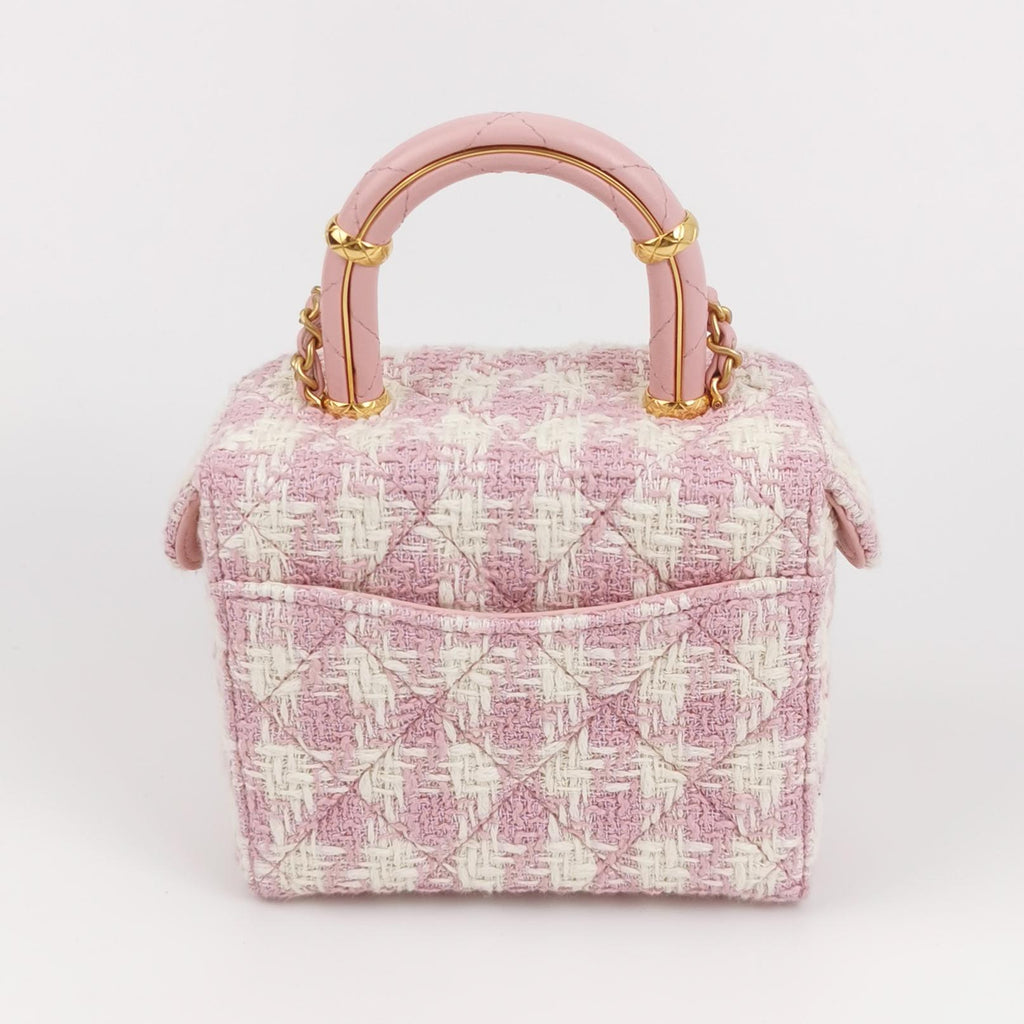 Chanel Tweed Handle Crush Small Vanity Case Pink