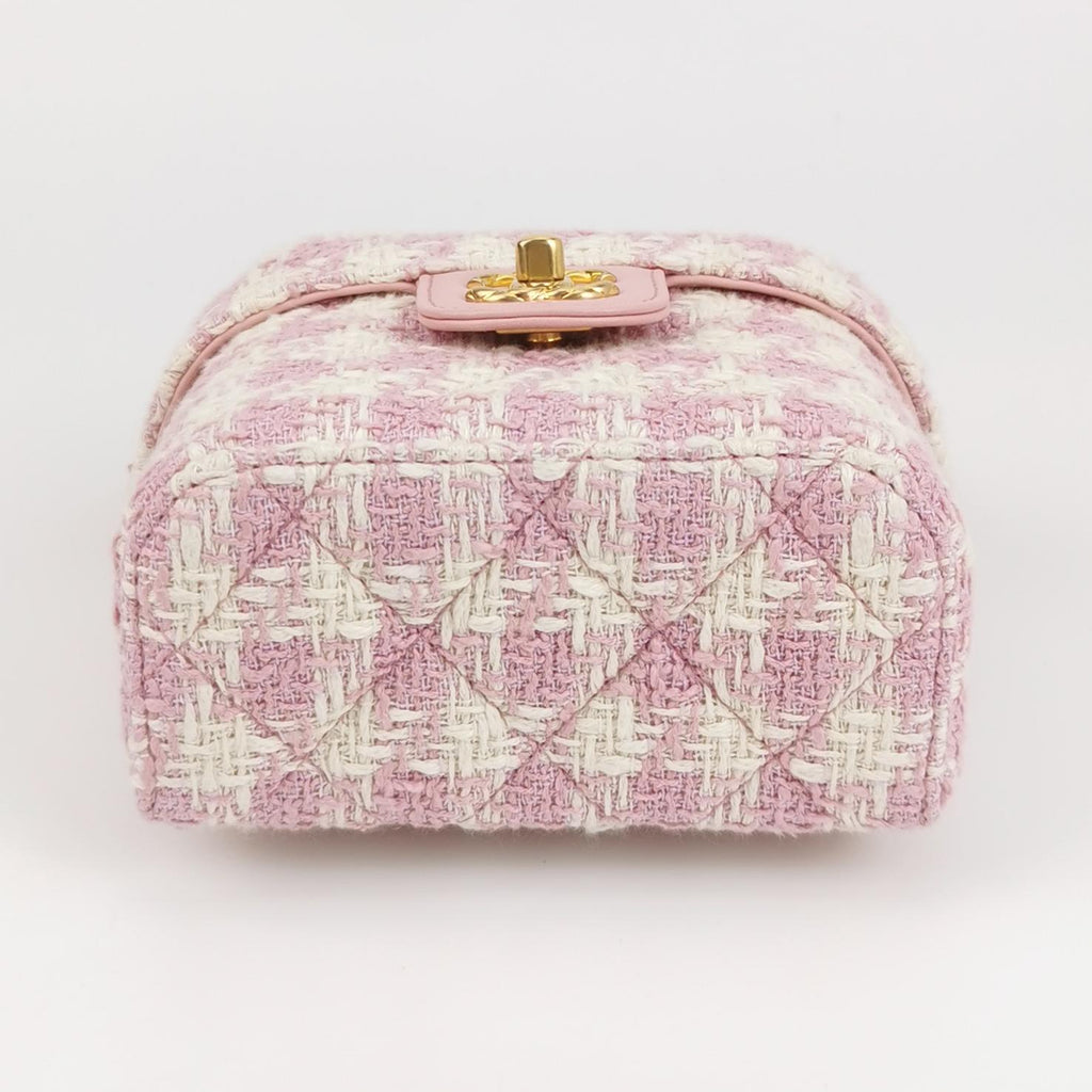 Chanel Tweed Handle Crush Small Vanity Case Pink