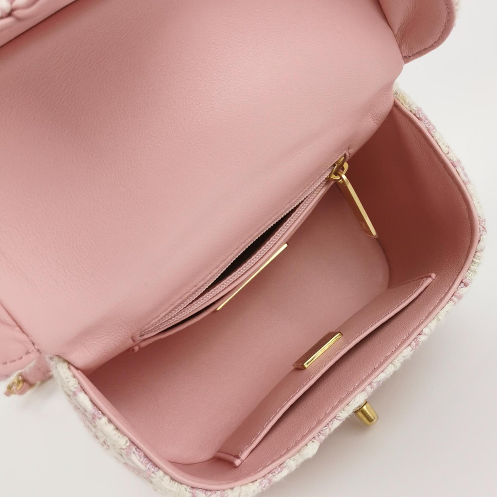 Chanel Tweed Handle Crush Small Vanity Case Pink
