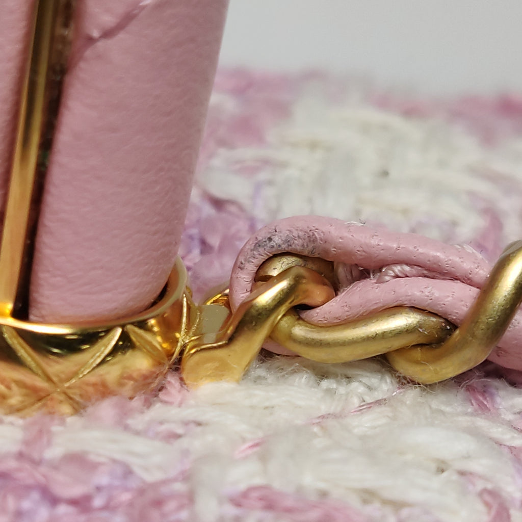 Chanel Tweed Handle Crush Small Vanity Case Pink