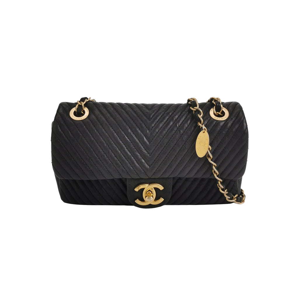 Chanel Chevron Quilted Medium Flap Wrinkled Calfskin