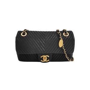 Chanel Chevron Quilted Medium Flap Wrinkled Calfskin