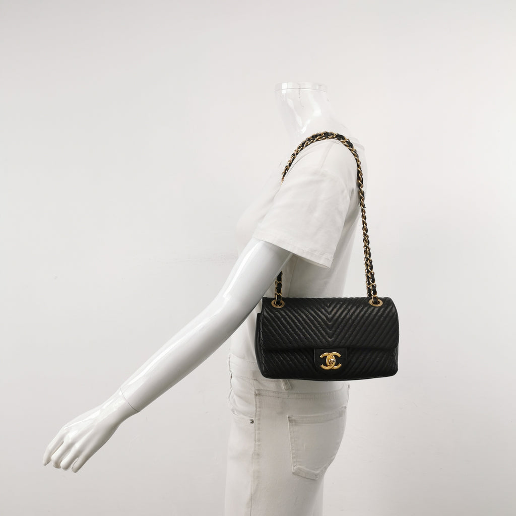 Chanel Chevron Quilted Medium Flap Wrinkled Calfskin