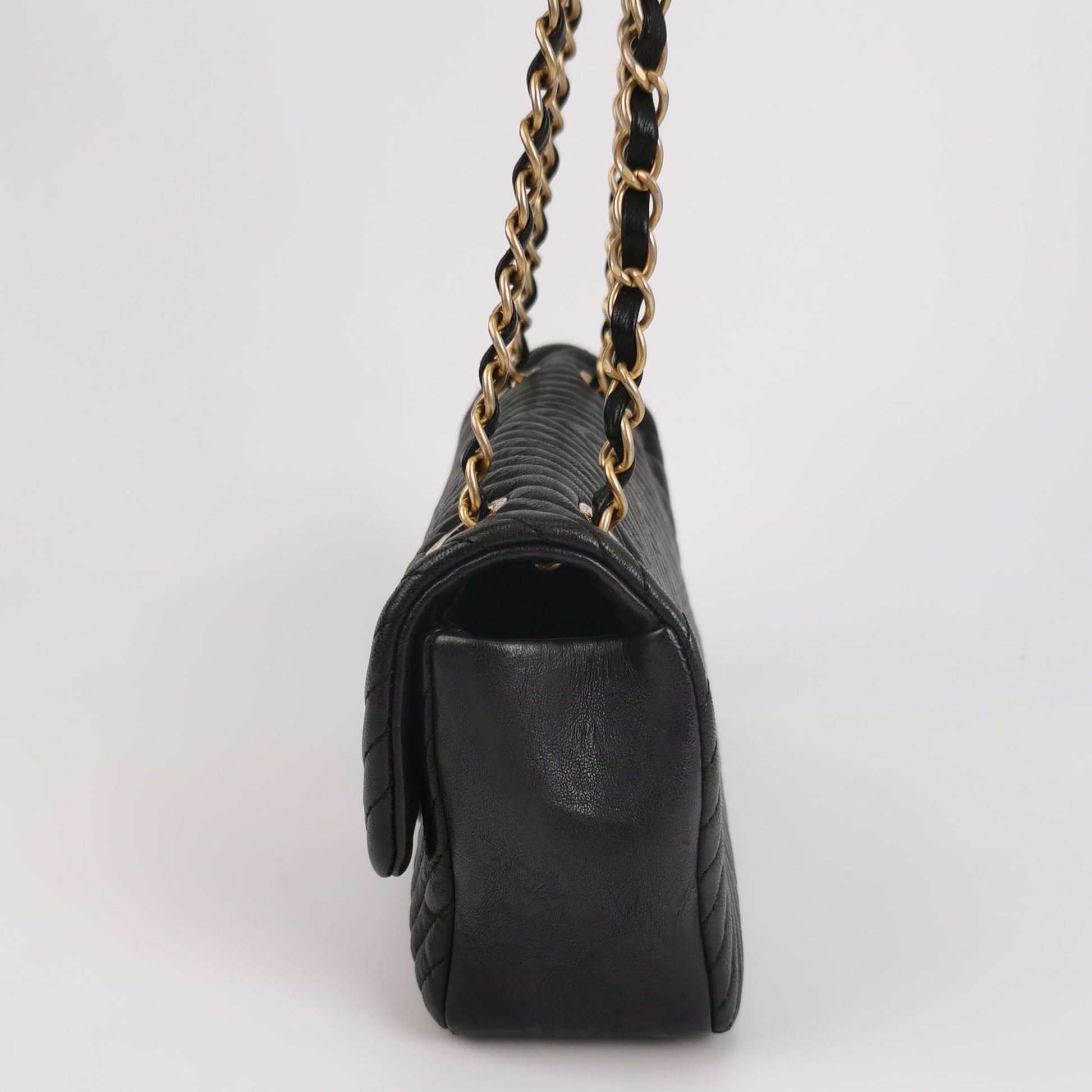 Chanel Chevron Quilted Medium Flap Wrinkled Calfskin