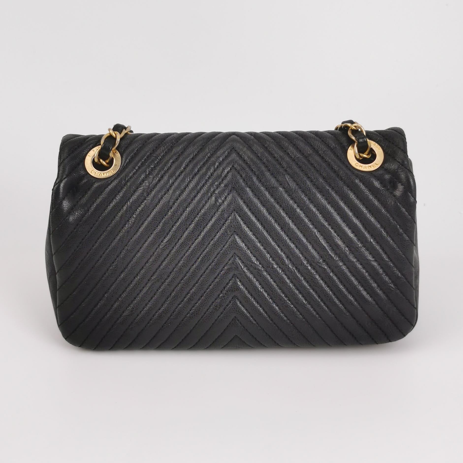 Chanel Chevron Quilted Medium Flap Wrinkled Calfskin