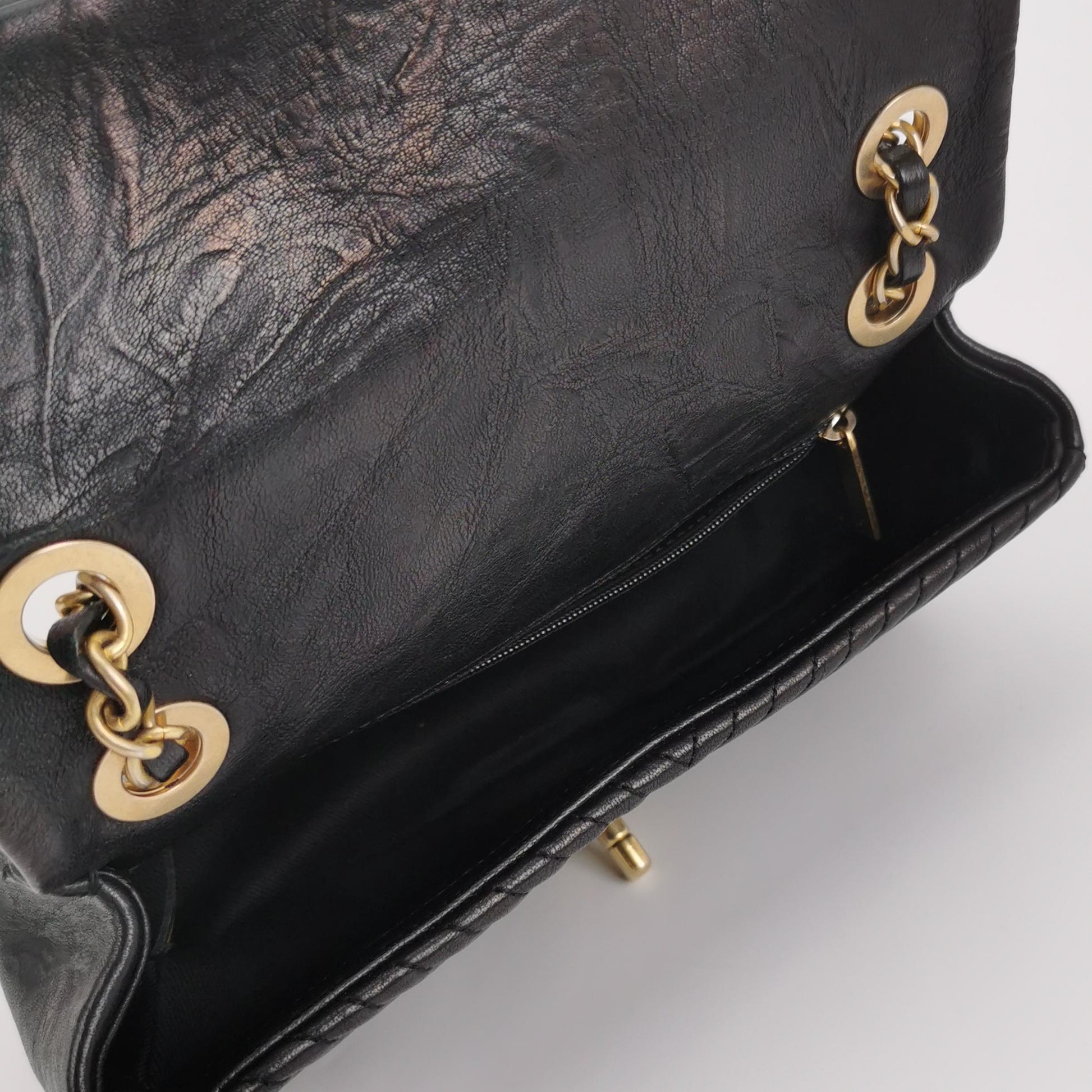 Chanel Chevron Quilted Medium Flap Wrinkled Calfskin