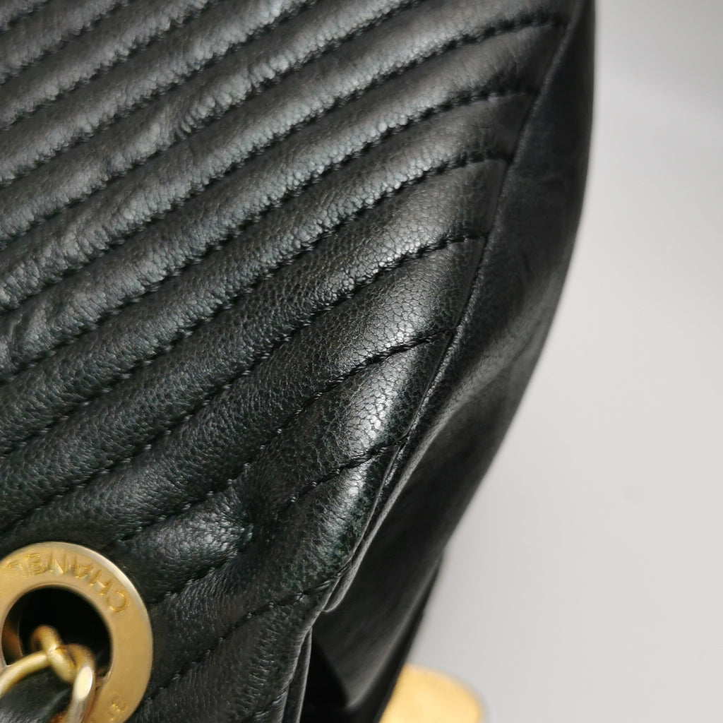 Chanel Chevron Quilted Medium Flap Wrinkled Calfskin