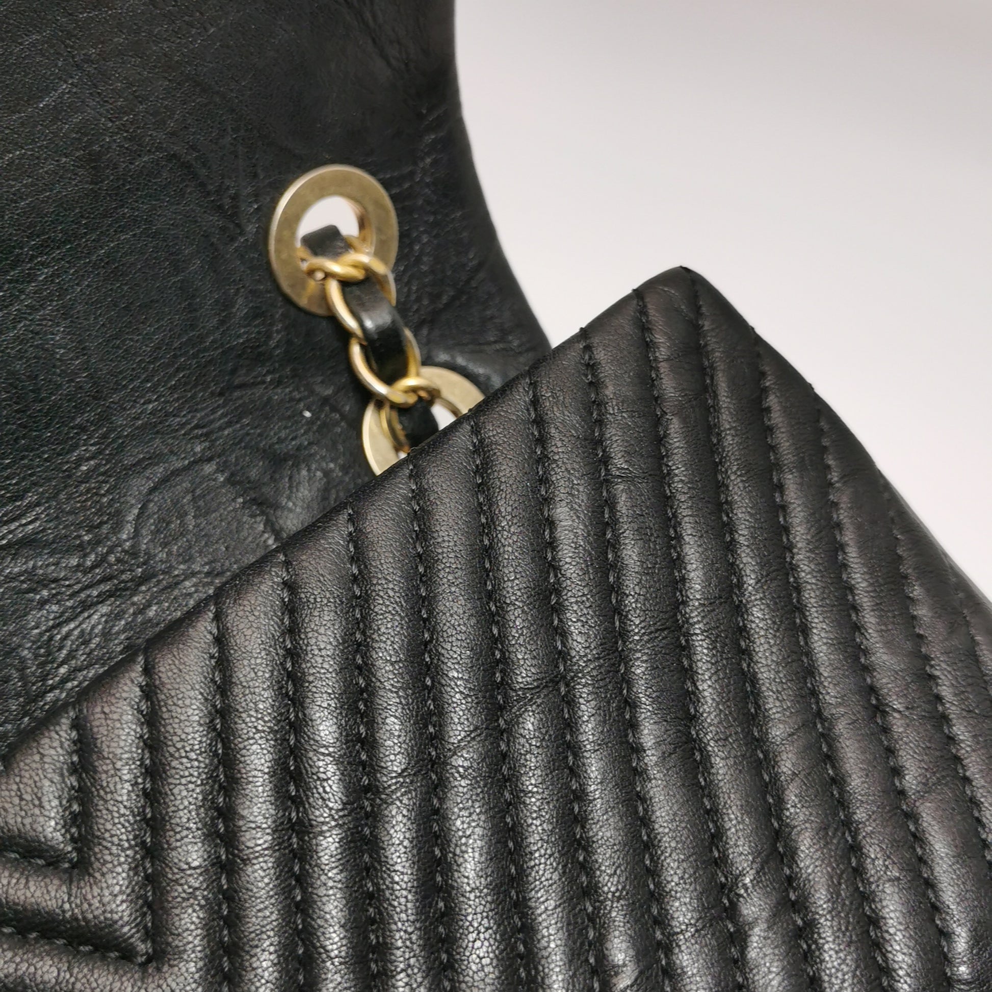 Chanel Chevron Quilted Medium Flap Wrinkled Calfskin