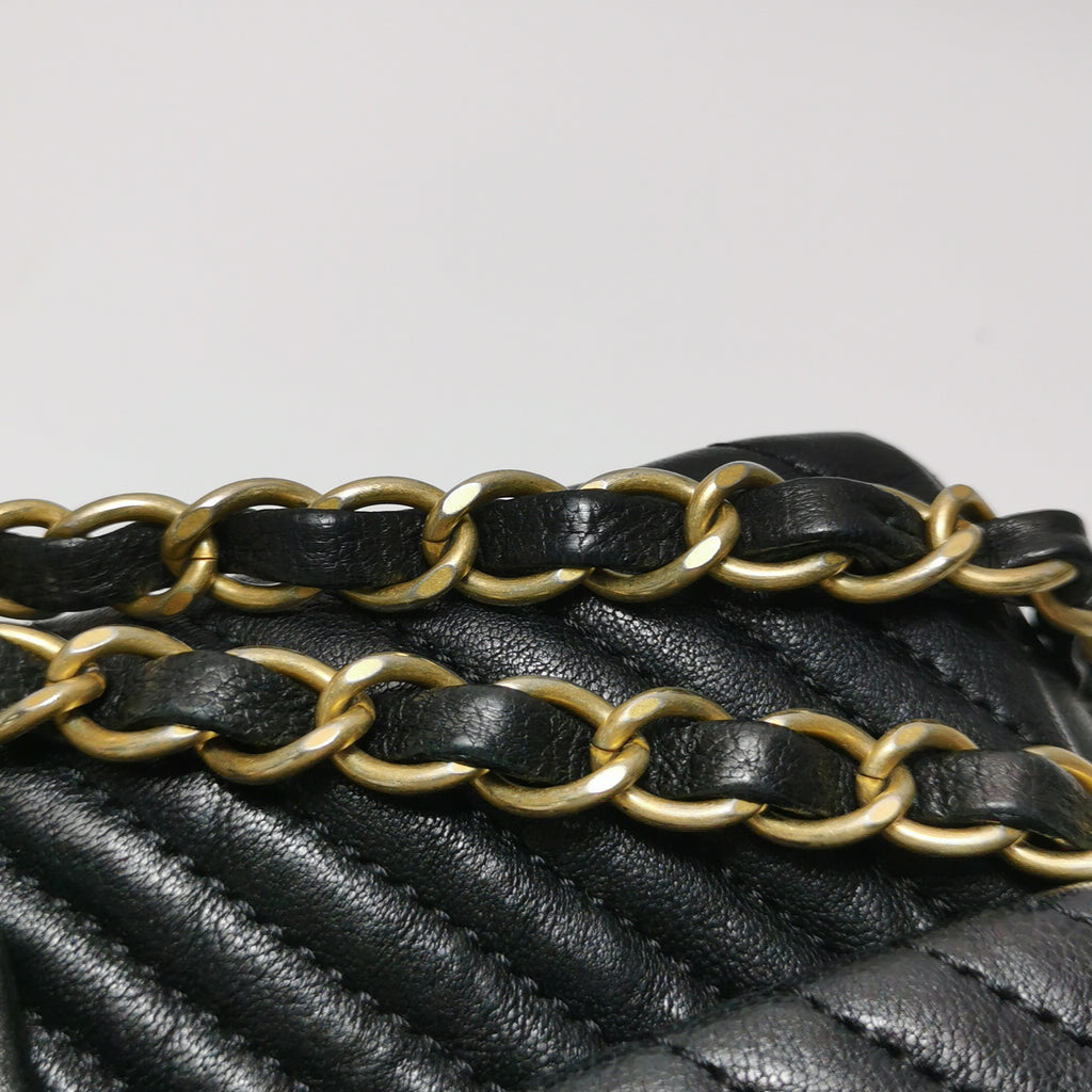 Chanel Chevron Quilted Medium Flap Wrinkled Calfskin