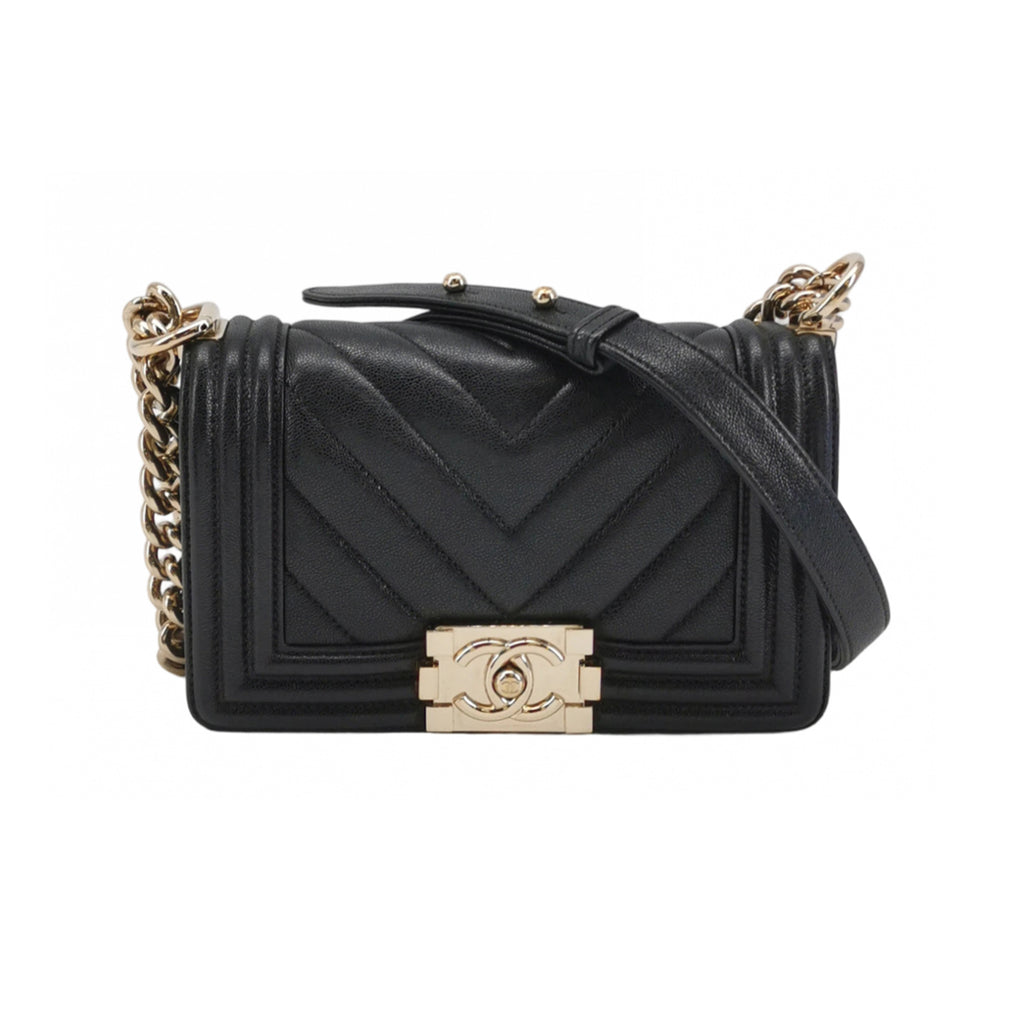 Chanel Boy Small Chevron Caviar Black LGHW