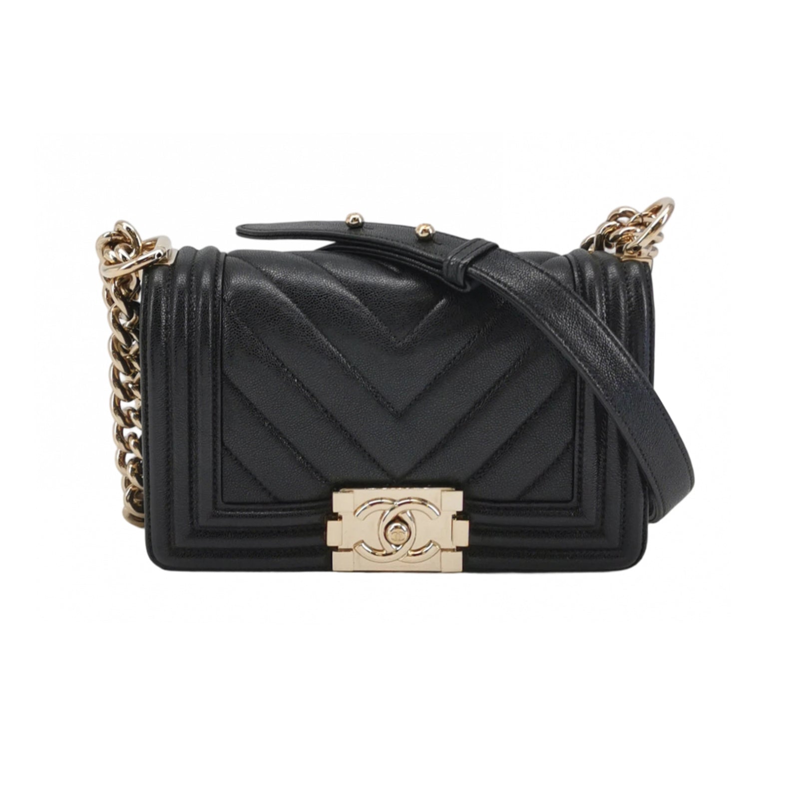 Chanel Boy Small Chevron Caviar Black LGHW